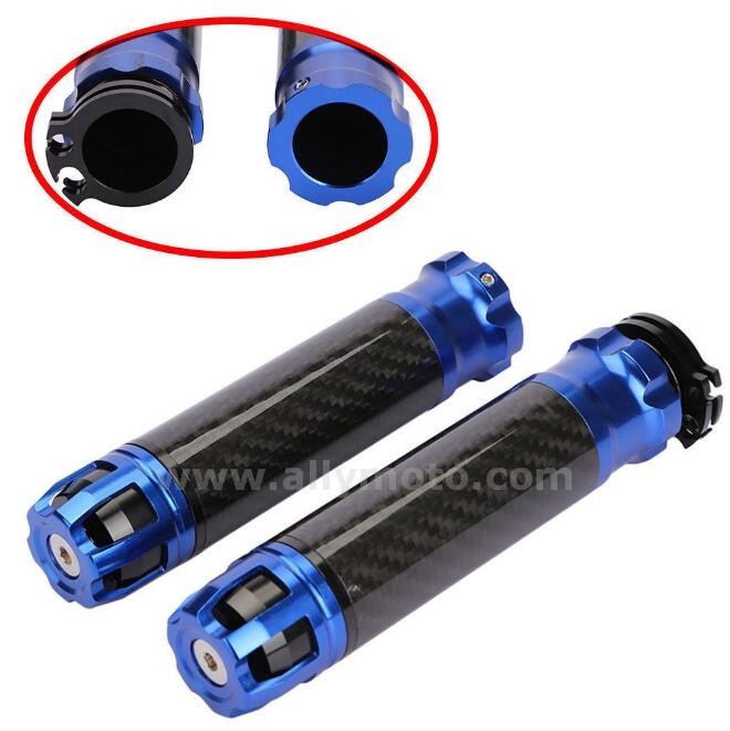 98 Universal 7-8 Inch Motorcycle Cnc Carbon Fiber Hand Grips Handle Bar@2